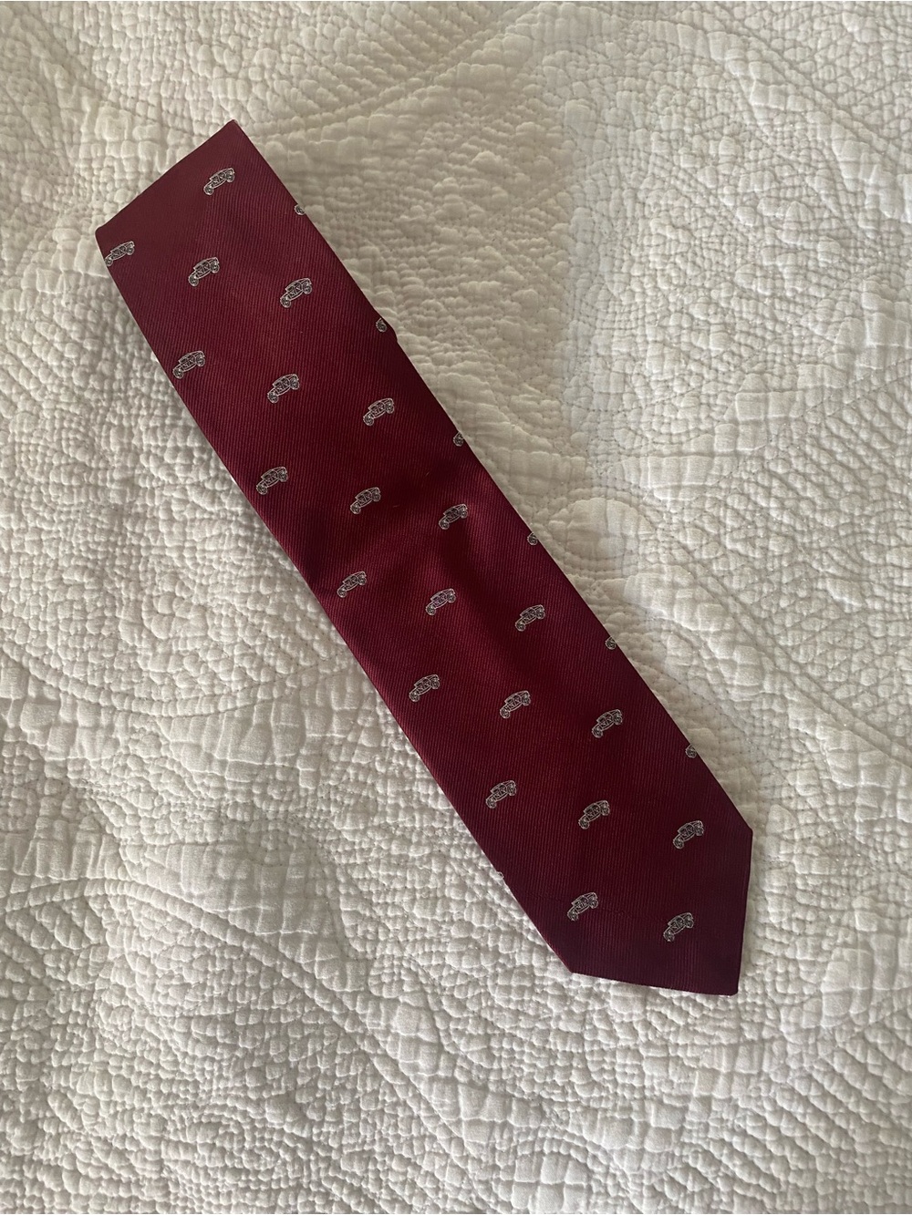 Givenchy Tie Dark Red Vintage Automobile Motif